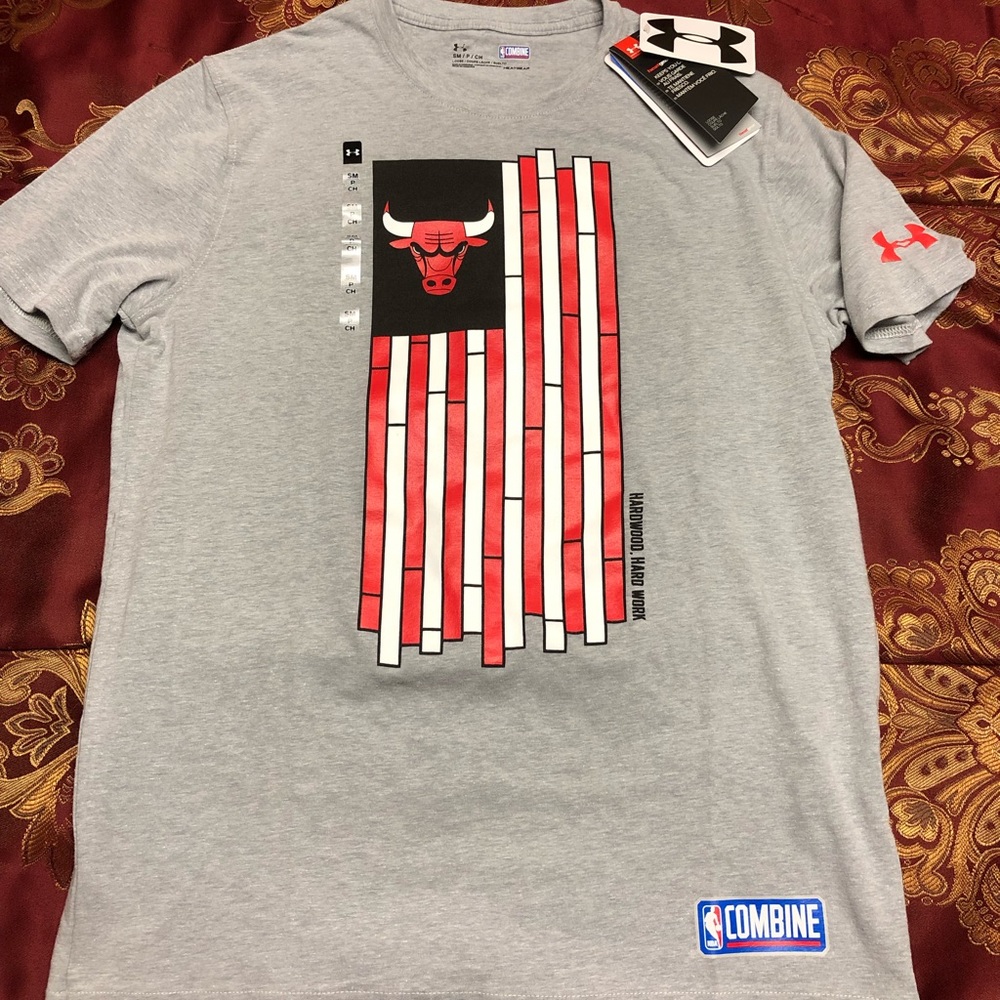 Chicago Bulls NBA Draft Combine T Shirt Gray NEW